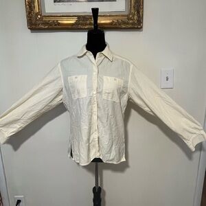Bobby Jones Womens Light Cream Casual Button-Down Shirt